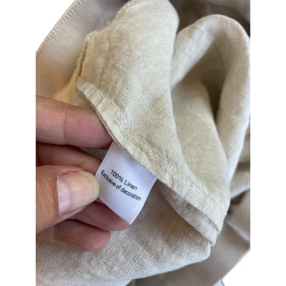 Saks Fifth Avenue Blue XL ivory Linen Pants Womens Pull-On Wide Leg Drawstring - Picture 7 of 13